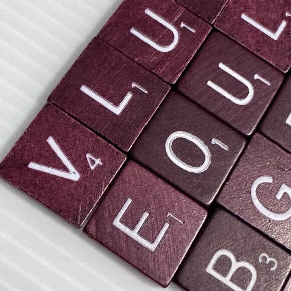 Scrabble Lot of 400 Wood Letter Tiles Maroon White Letters Crafts Replacements - Picture 5 of 8